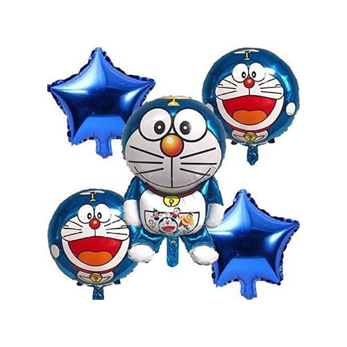 Doremon 5 Pcs Foil Balloon Theme Birthday Decoration Set for Kids Party