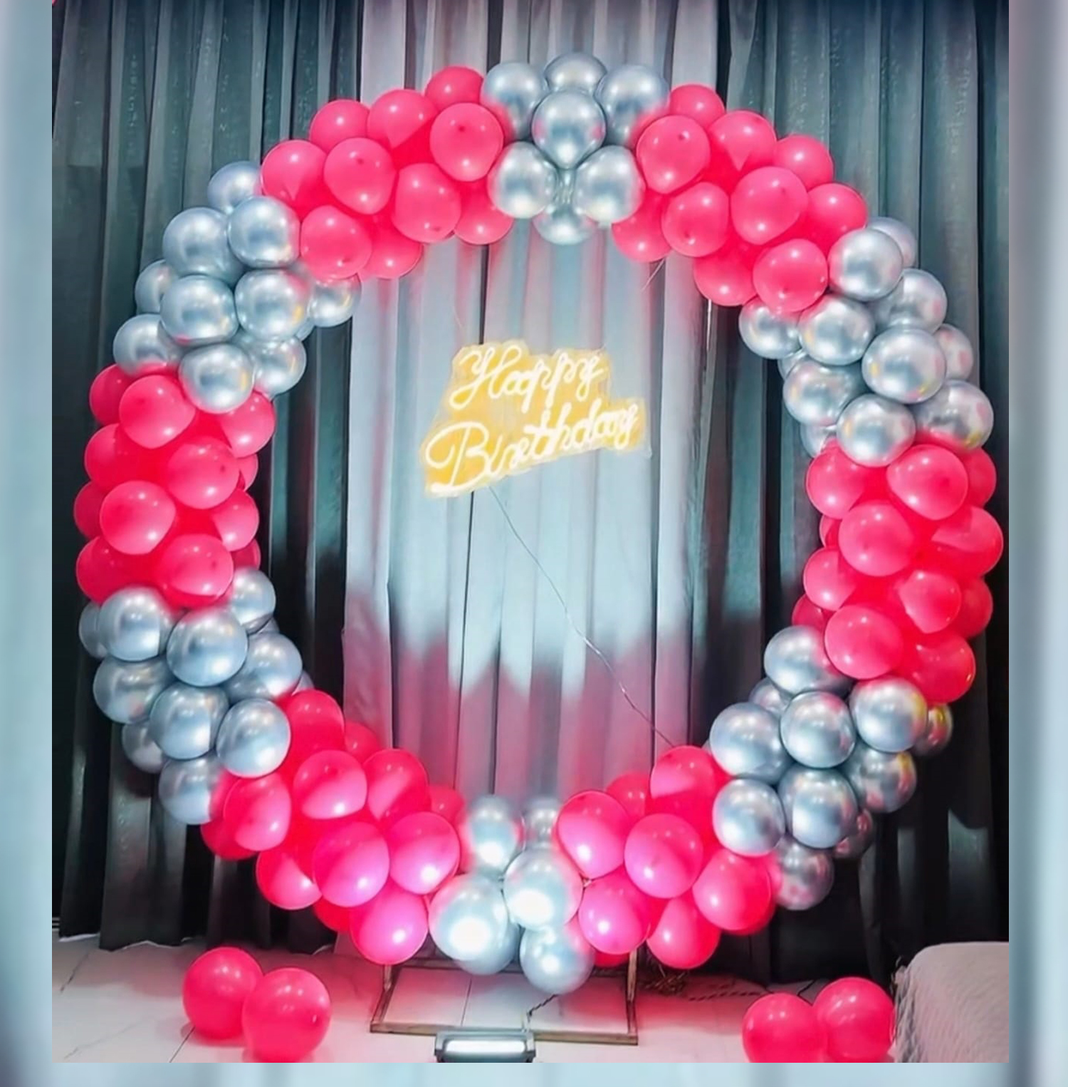 Royal Pink & Silver Ring Birthday Decoration Package