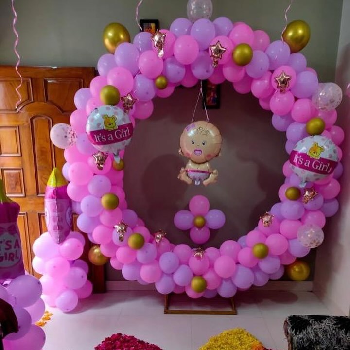 Royal Welcome Baby Girl Circular Balloon Ring Decoration Package