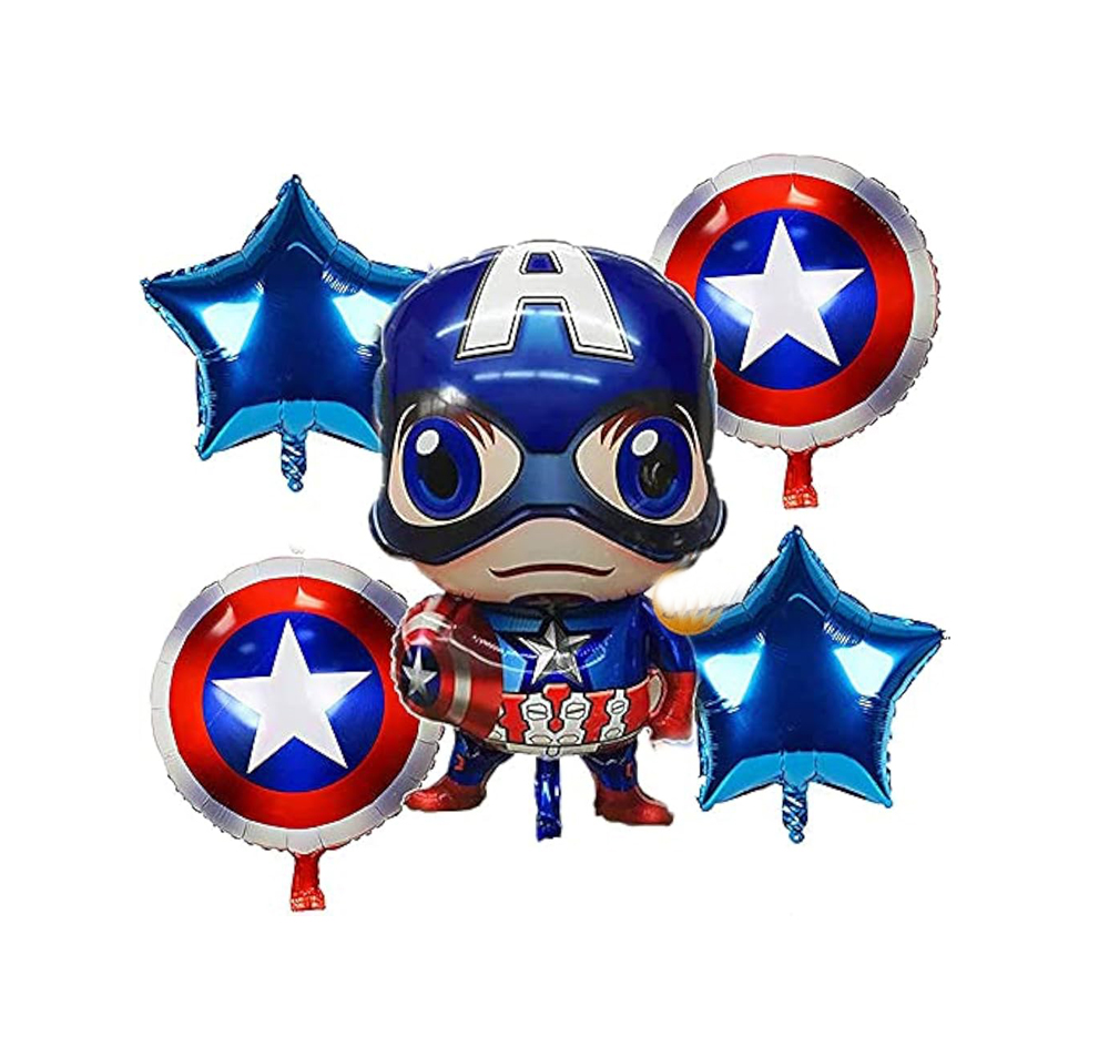 Captain America 5 Pcs Foil Balloon Theme Birthday Decoration Set for Kids Party