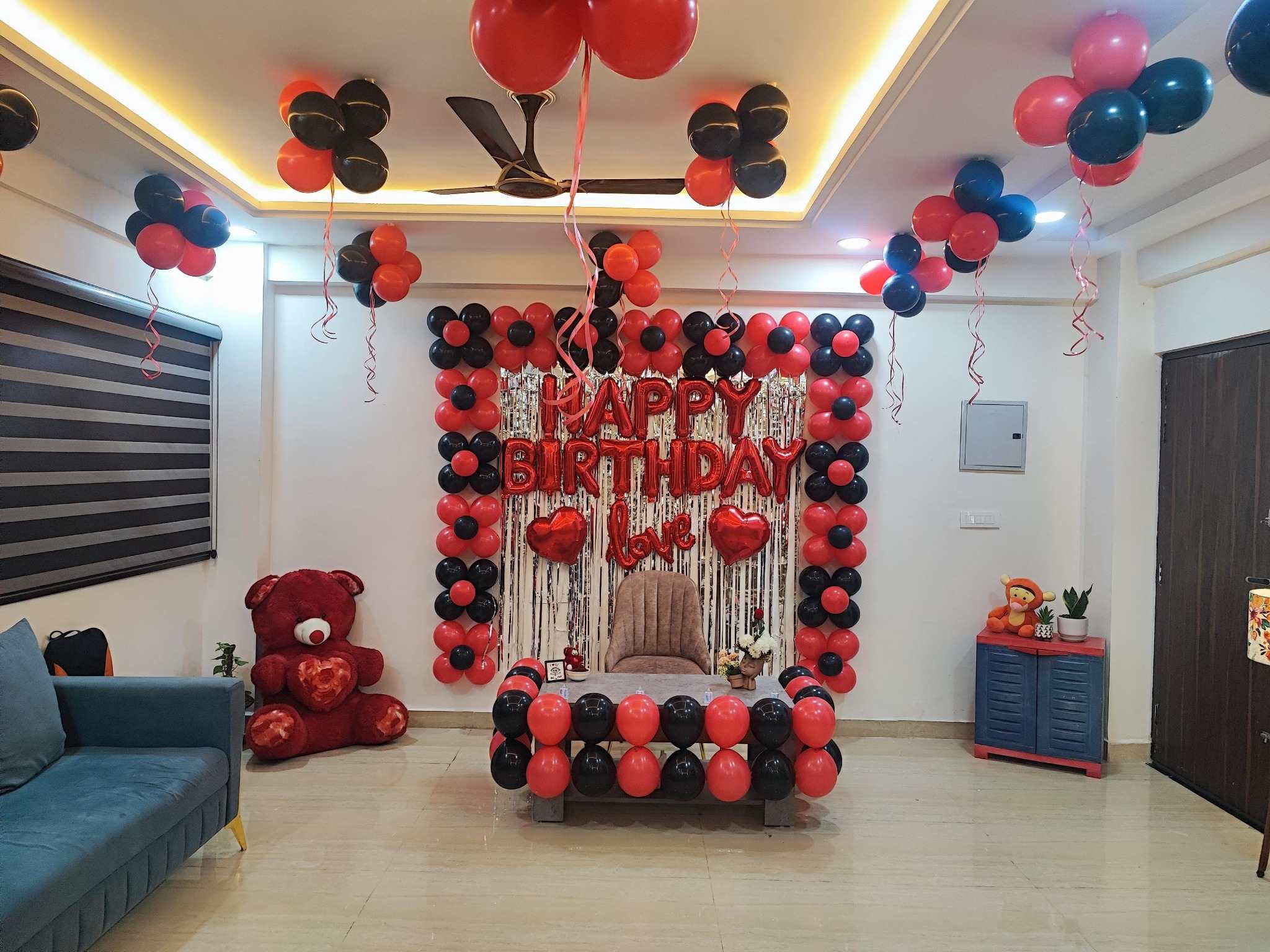 Premium Red & Black Birthday Love Balloon Decoration Package