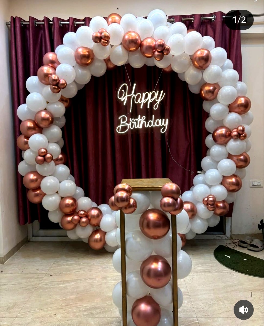 Premium Rose Gold & White Balloon Ring Birthday Decoration Package