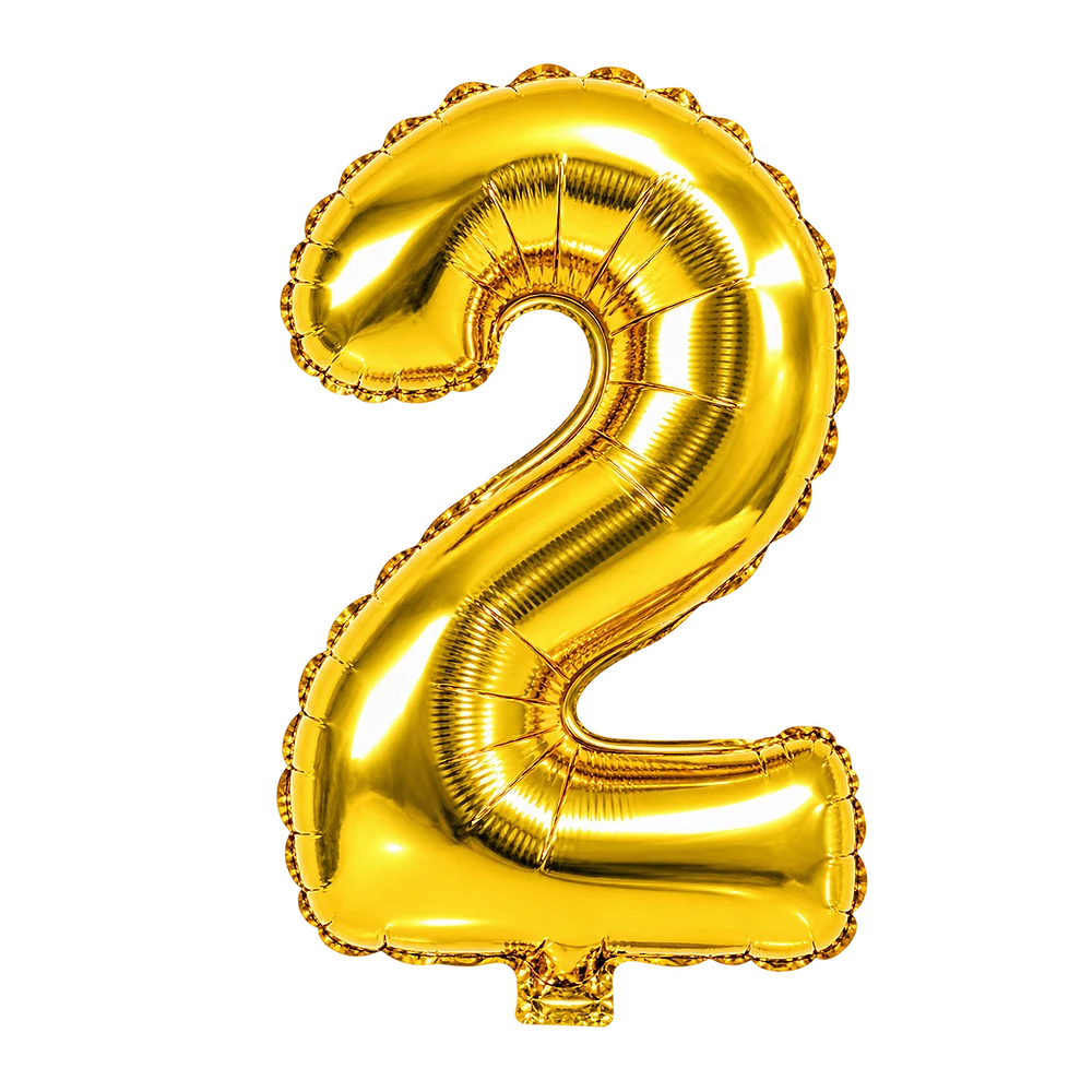 Gold Number 2 Foil Balloon – 16 Inch