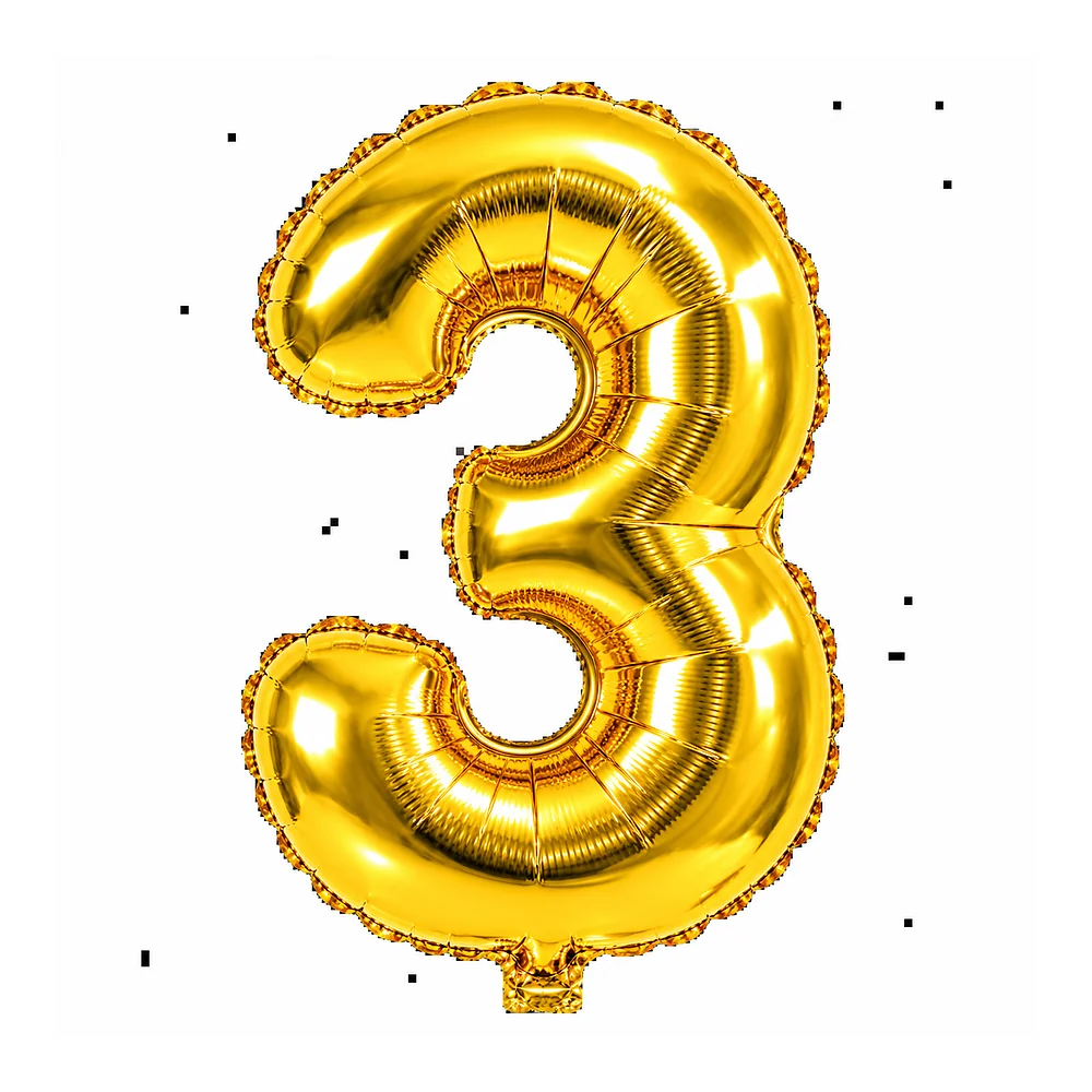 Gold Number 3 Foil Balloon – 16 Inch