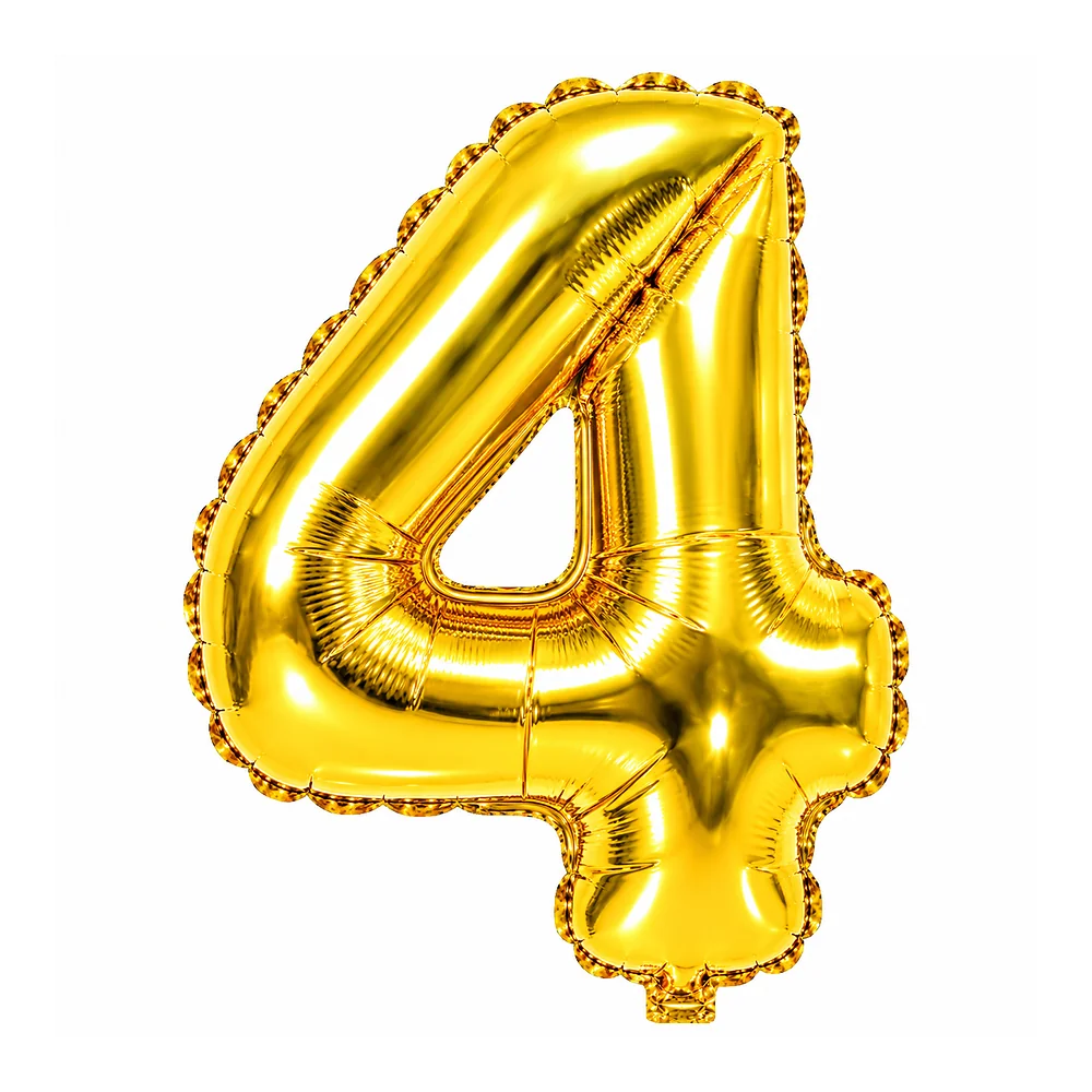 Gold Number 4 Foil Balloon – 16 Inch