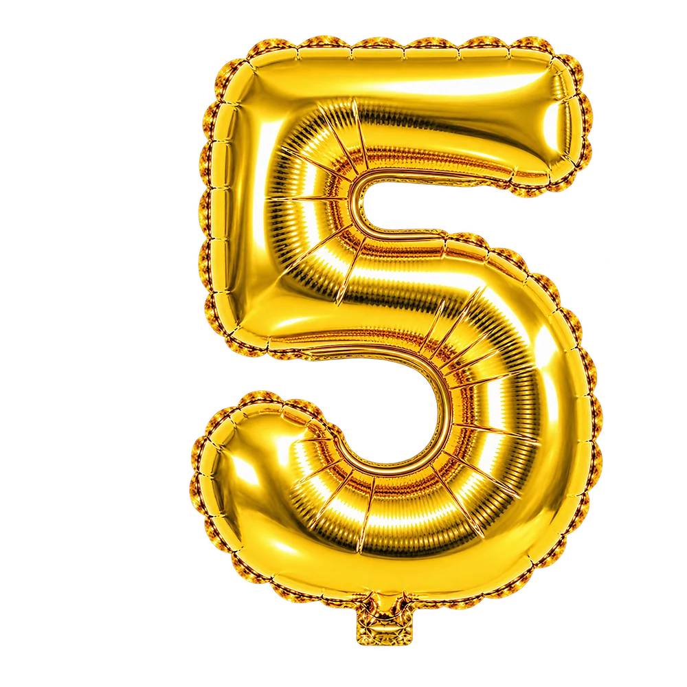 Gold Number 5 Foil Balloon – 16 Inch