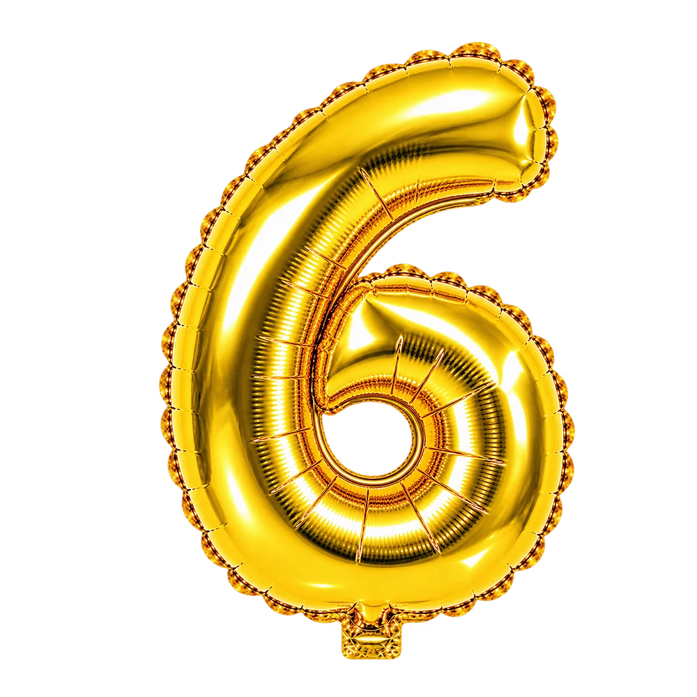 Gold Number 6 Foil Balloon – 16 Inch