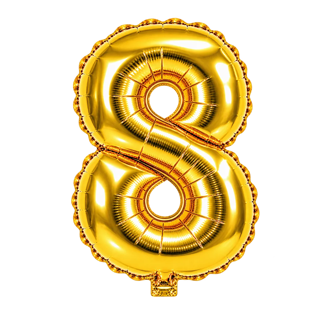 Gold Number 8 Foil Balloon – 16 Inch