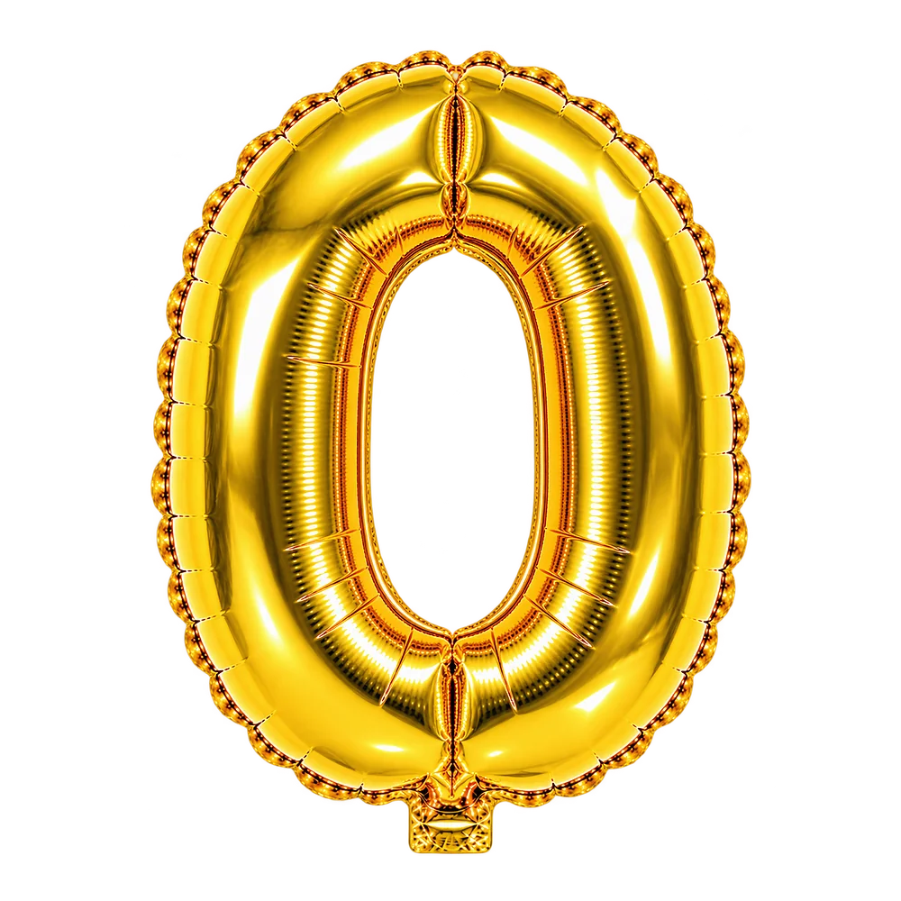 Gold Number 0 Foil Balloon – 16 Inch
